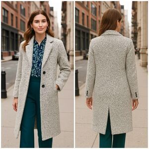 🆕 LOFT Boucle Two Button Coat in Marled Soft Grey
